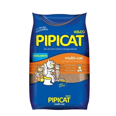 Areia para Gato Pipicat Multi-Cat Kelco 12kg 12kg