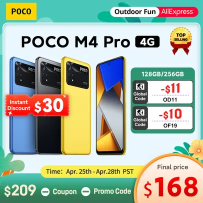 Smartphone Poco M4 Pro 4G 6GB RAM 128GB ROM 90Hz 64MP - Versão Global