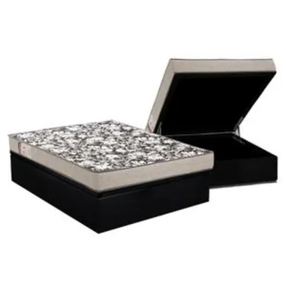 Cama Box Baú Casal: Colchão Espuma Ortobom D26 Physical Ultra Resistente + Base Crc Courano Black(138x188)