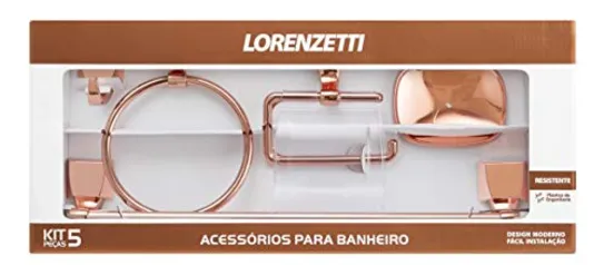 KIT 5 PEÇAS ROSE GOLD 2000 F24 RG: ACESSÓRIOS PARA BANHEIRO, LORENZETTI