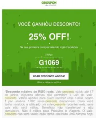 25% de desconto no Groupon