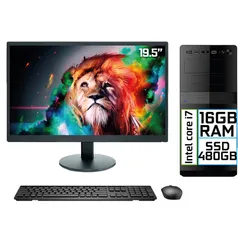 Computador Completo Intel Core i7 16GB ssd 480GB Monitor LED 19.5 hdmi EasyPC Go