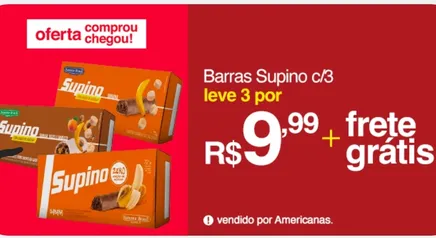 [APP/3un]Barra de Frutas Supino Light Banana e Chocolate ao Leite 28g - Embalagem com 3 unidades