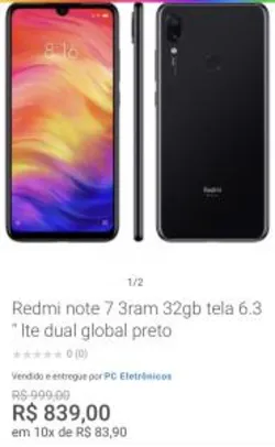 Saindo por R$ 839: Xiaomi Redmi Note 7 32GB | R$839 | Pelando