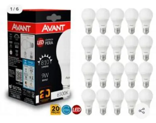 20 lâmpadas bulbo led 9w Avant | R$99