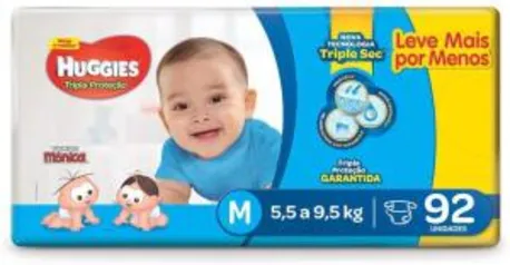 Huggies Fralda Tripla Proteção Hiper M, 92 Fraldas | R$50