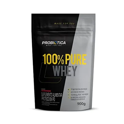 100% Pure Whey Protein Probiótica Sabor Morango - Refil 900g