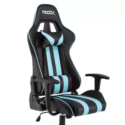 Cadeira Gamer Moob Nitro Reclinável 180º Com Almofadas Para Lombar E Pescoço E Regulagem De Altura preto/azul