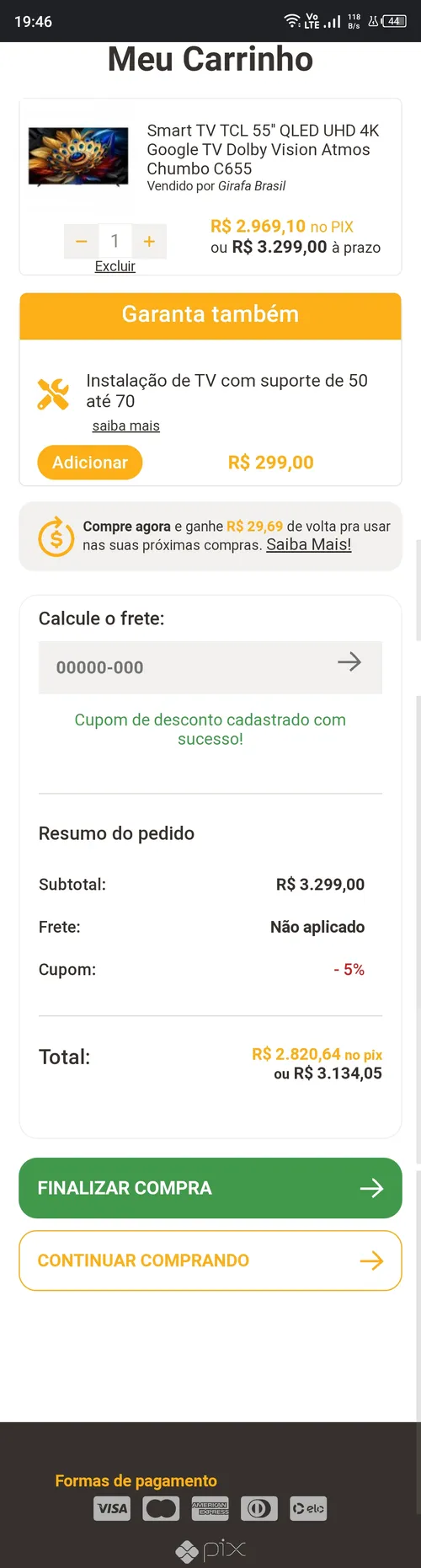 Imagem na descrição da promoção