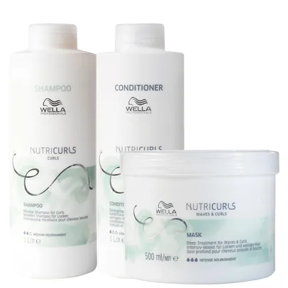 Kit Wella Professionals Nutricurls - Shampoo 1000 ml + Condicionador 1000 ml + Máscara 500 ml