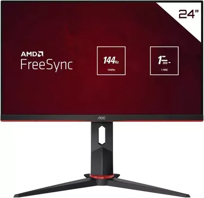 [PRIME] Monitor Gamer AOC Hero 24" IPS, Wide, 144 Hz, Full HD, 1ms, FreeSync, HDMI/DisplayPort, Ajuste de Altura - 24G2/BK