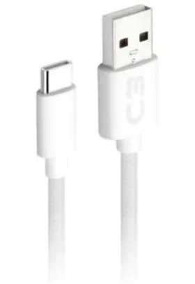 [PRIME] Cabo USB / USB-C C3Plus 1M 2A Branco - CB-C11WH