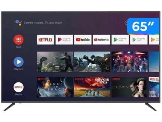 [C. OURO] Smart TV 65” LT-65MB708 JVC 4K Android HDR | R$2.564