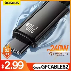 (Primeira Compra R$13,72) Baseus 240W PD 3.1 USB Tipo C Cabo para 1M