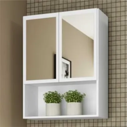 Armário Banheiro com 2 portas e espelho Aspen - Branco | R$199