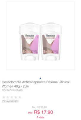 2 unidades - Desodorante Antitranspirante Rexona Clinical