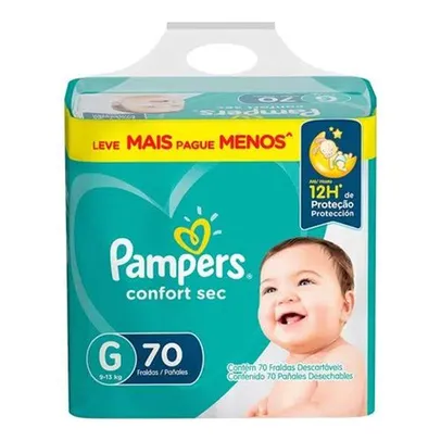 (50% desc 2 unidade) Fralda Pampers Confort Sec G 70 Unidades (total 140 fraldas)