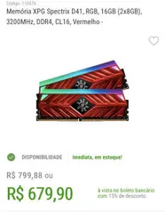 Memória RAM 2x8GB 3200mhz com 5% de desconto