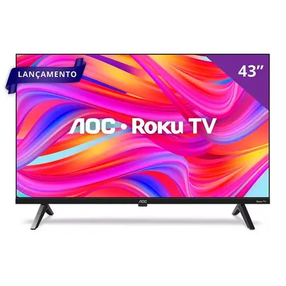 [Com Cashback R$ 1310] Smart TV 43" Full HD DLED AOC 43S5045/78G com Roku TV, Dolby Audio, HDMI e USB