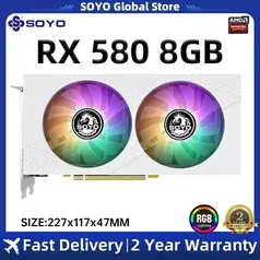 [COM TAXA]Soyo Placa gráfica AMD RX580, GPU, GDDR5, 256Bit, 8Pin, PCIE 3.0 × 16 Placa de Vídeo, 2048SP, 8GB - AliExpress