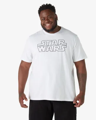 Camiseta Masculina Manga Curta Star Wars Branco 