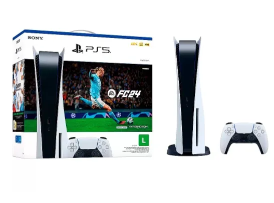 (APP) Console PlayStation 5 Standard Edition Branco + ea Sports FC24 + Controle Sem Fio Dualsense Branco