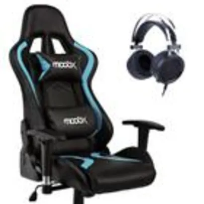 Kit Cadeira Gamer MoobX THUNDER Azul + Headset Gamer Scylla H901 P2 Redragon