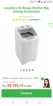Máquina de lavar 8kg Mueller Energy | R$586