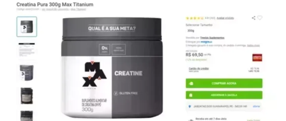 Creatina Pura 300g Max Titanium