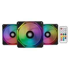 Kit Ventoinhas Pichau Gaming Wave RGB 3x120mm + Controladora, PGW120-RGB-KIT | R$140