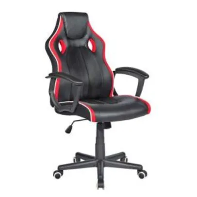 Cadeira Gamer com Base Revestida e Inclinação, Preta/Vermelha