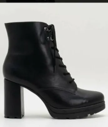 Bota Coturno Feminina Salto Alto Satinato Preto