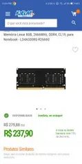 Memória Lexar 8GB, 2666MHz, DDR4, CL19, para Notebook R$ 238