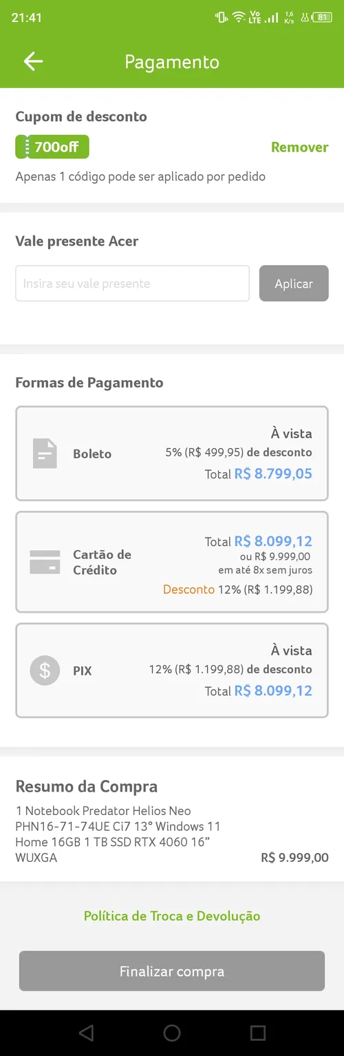 Imagem na descrição da promoção