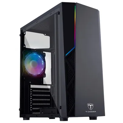 Gabinete Gamer T-Dagger P02B, Mid Tower, RGB, Black, ATX, Sem Fonte, Sem Fan, TGC-P02B