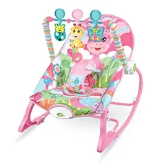 Maxibaby Cadeira de Descanso Balanço Funtime Unicórnio, Acompanha 3 Brinquedos Interativos Livre de BPA, Cinto 3 pontos (até 18kgs), Multicolorida.