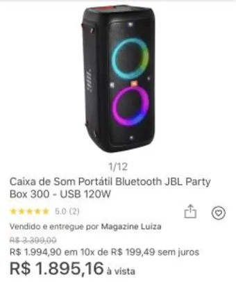 Caixa de Som Portátil Bluetooth JBL Party Box 300 - USB 120W