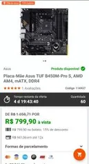 Placa Mãe Asus TUF B450m-Pro S | R$799