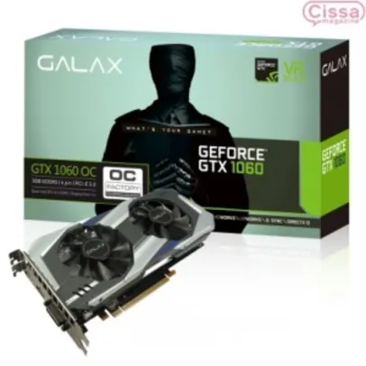 CISSA MAGAZINE - Placa de Vídeo Galax GeForce GTX 1060 OC 3GB 60NNH7DSL9C3 - NO BOLETO R$975