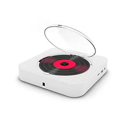 CD estéreo com entrada dupla para fones de ouvido de 3,5 mm Tela LED Leitor de música de CD para montagem em parede com contro