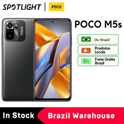 [DoBrasil] Smartphone Poco M5S, Versão Global, Mtk G95, Carregamento Rápido 33w, Câmera Quad 64mp, Tela Amoled 6, 43 polegadas, nfc 