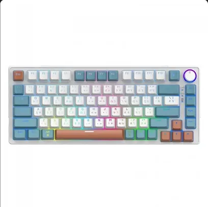 Teclado Gamer SuperFrame Ribbon, RGB, Switch Red Lubrificados, 75%, ABNT2, Hot Swap, White/Green