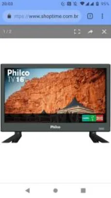 [Cartão Shoptime] TV LED 16" Philco HD PTV16S86D com Conversor Digital 2 HDMI 1 USB 60Hz | R$377