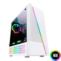 Gabinete Gamer Bluecase BG-018W RGB Branco Lateral Acrílico BG018WGCASE | R$171