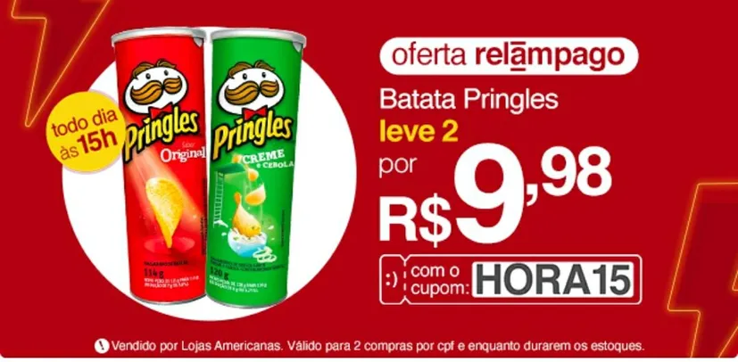 [APP] Batata Pringles - Leve 2 por R$9,98