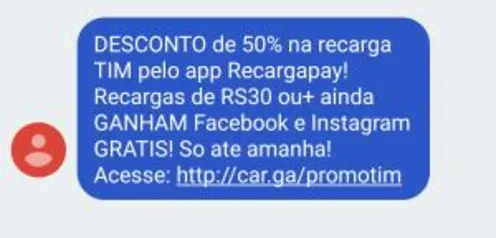 50% de desconto - TIM Recarga Pay