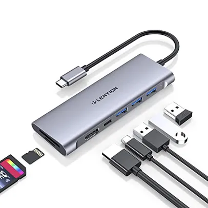 LENTION Hub multiportas USB C com 4K HDMI, 3 USB 3.0, leitor de cartão SD/Micro SD, MacBook Pro 2022