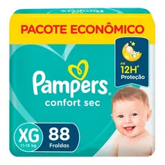 [Leve 4 por R$353,32]Fralda Descartável Infantil Pampers Confort Sec Max XG 88 Unidades