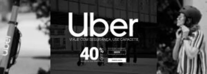 Capacetes com 40% de desconto! Centauro+Uber