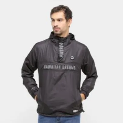 Jaqueta Corta Vento HD Windbreaker Meio Zíper Masculina - Preto R$ 88